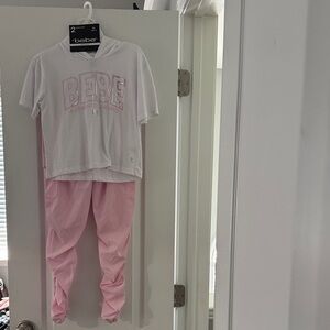 Bebe Kids White and Pink Jogger Set